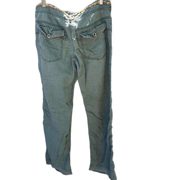 Vintage Y2K Free People Low Slung Baggy Boho Grunge Army Green Utility Pants 8 - Picture 6 of 15